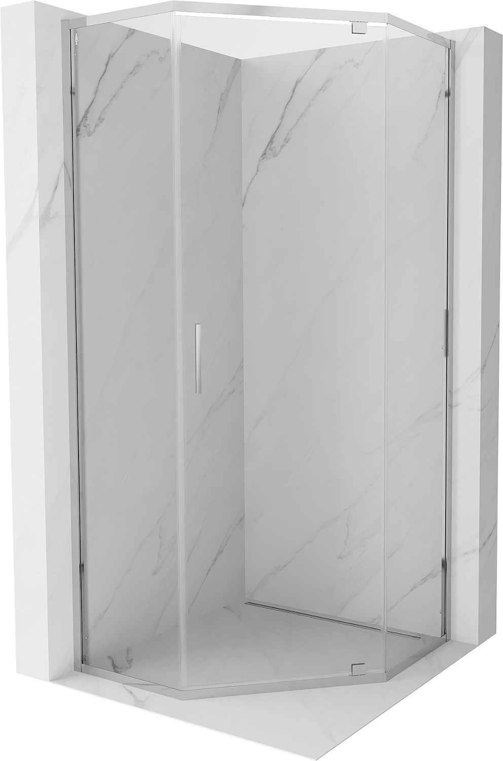 Mexen Exo kabina prysznicowa pięciokątna uchylna 100 x 100 cm, transparent, chrom - 812-100-100-01-00